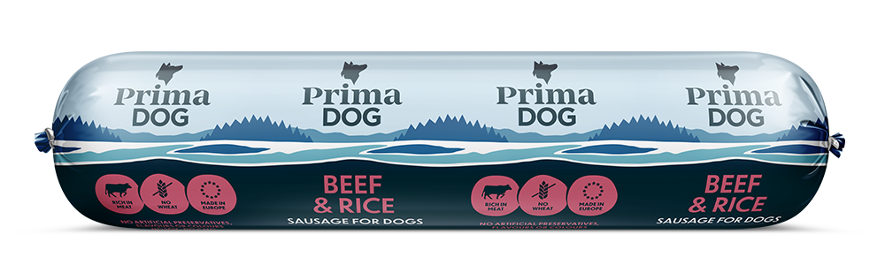 PrimaDog Nauta-riisi makkara koirille 800 g