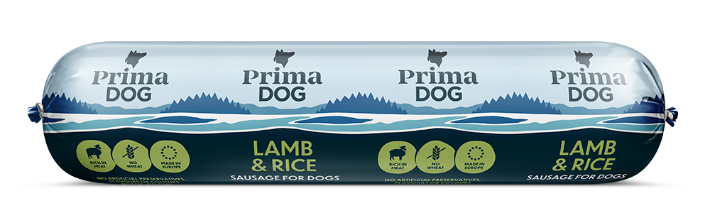 PrimaDog Lammas-riisi makkara koirille 800 g