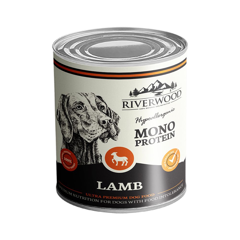 Riverwood Monoprotein Lamb säilykepurkki koiralle 6 x 400 g