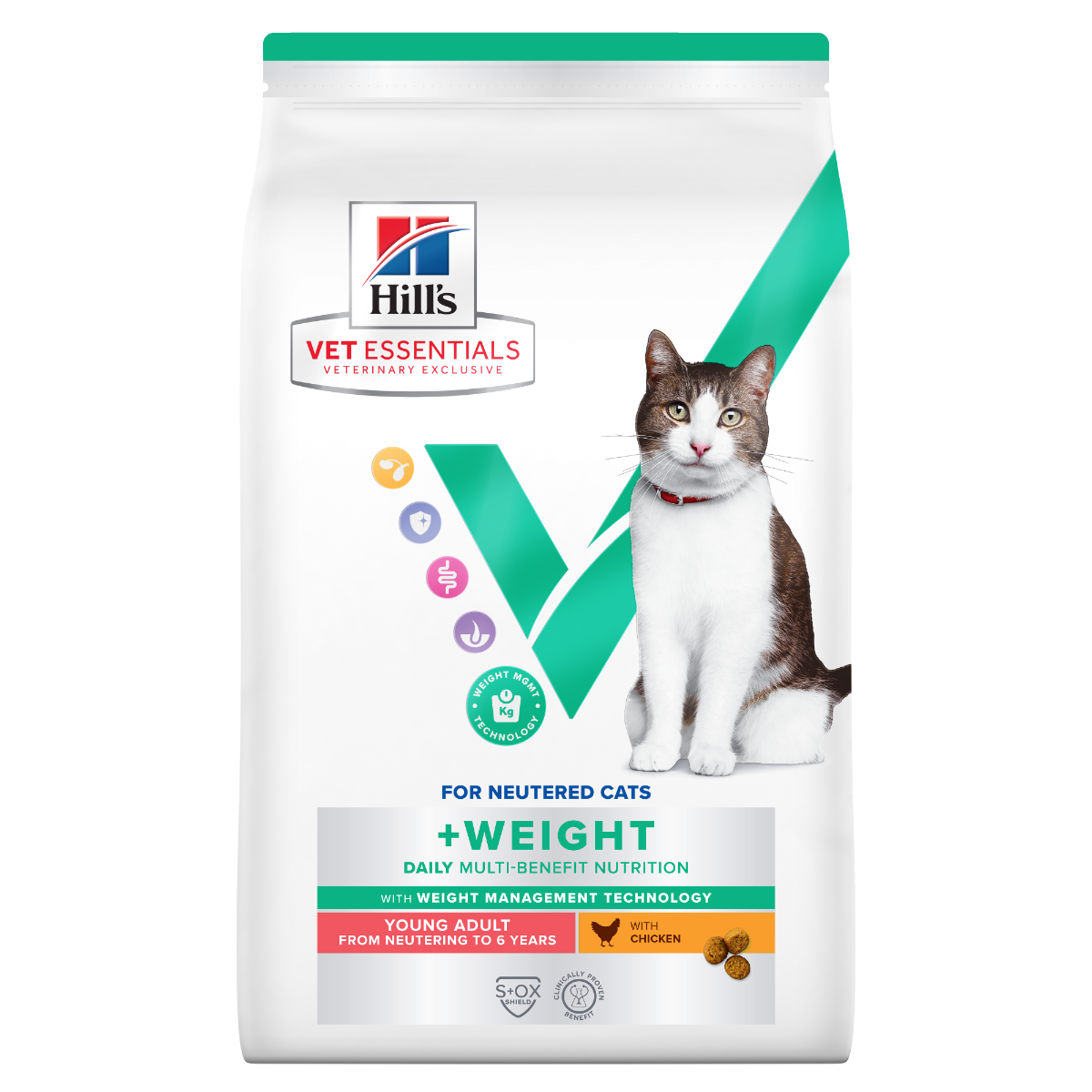 Hill's Vet Essentials Multi-Benefit + Weight Young Adult with Chicken kissalle 3 kg PÄIVÄYSTARJOUS