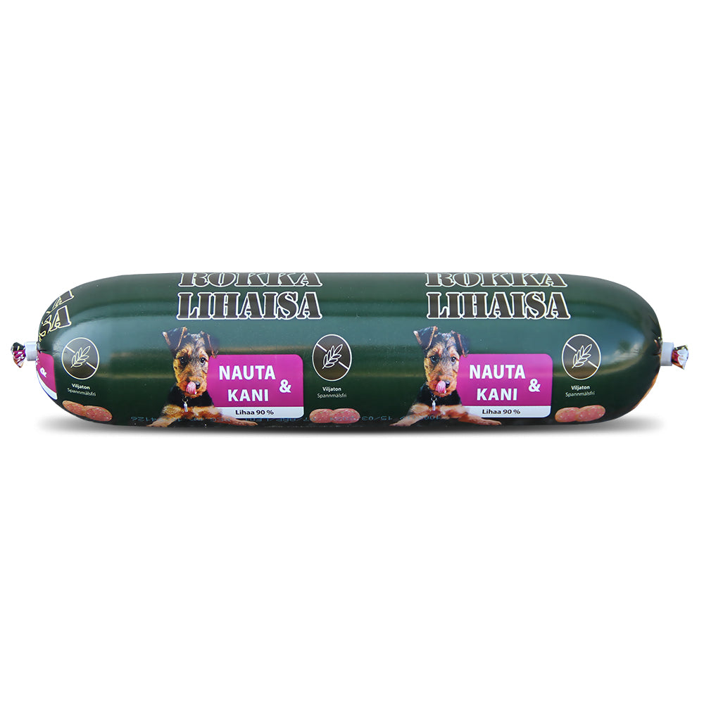 Rokka Lihaisa nauta & kani koiranmakkara 12 x 800 g SÄÄSTÖPAKKAUS