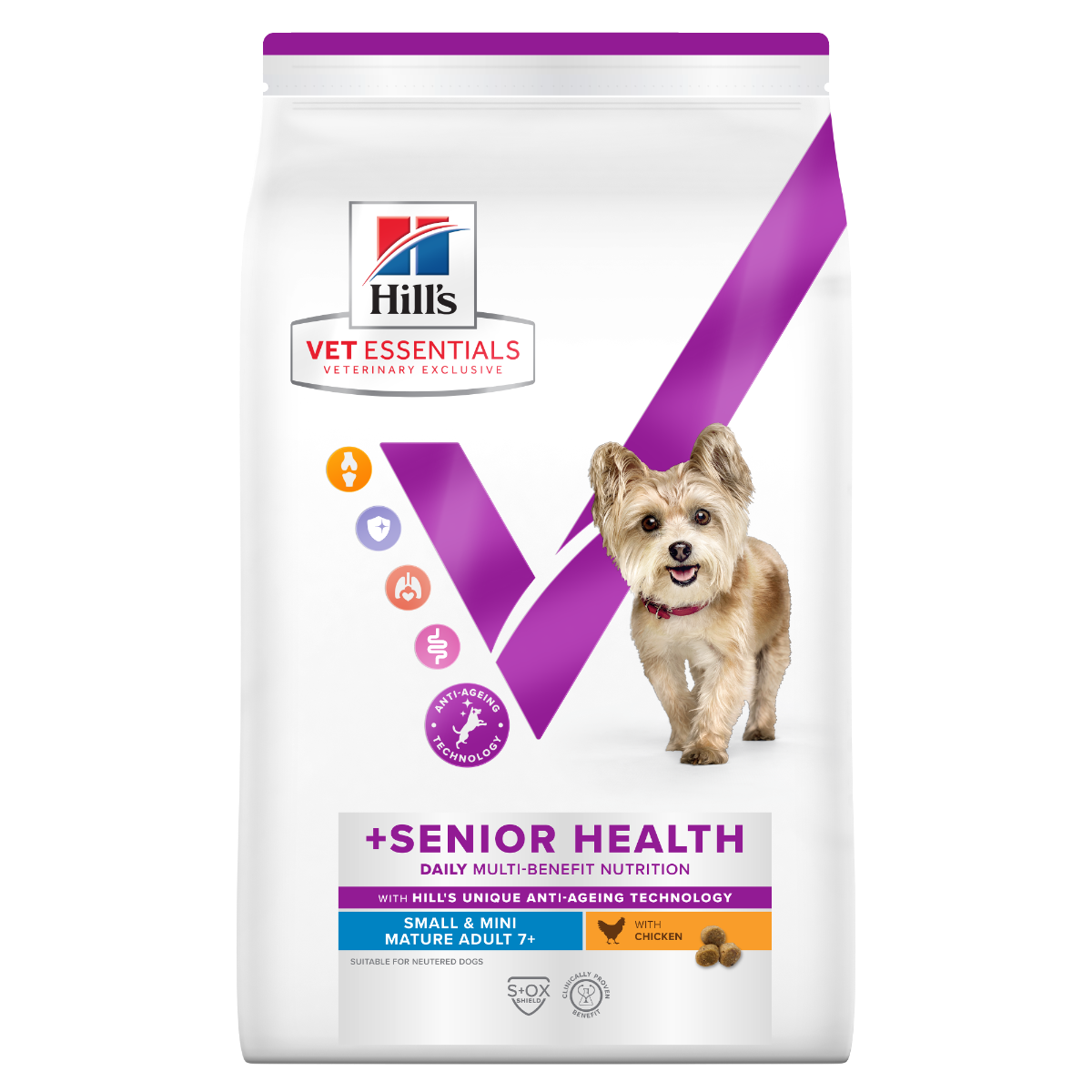 Hill's Vet Essentials Multi-Benefit + Senior Health Small & Mini Mature Adult 7+ with Chicken koiralle 2 kg PÄIVÄYSTARJOUS