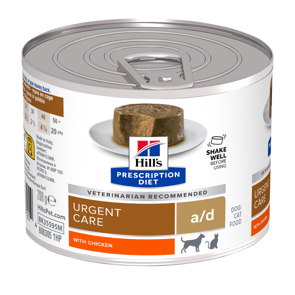 Hill's a/d Urgent Care with Chicken kissalle ja koiralle 12 x 200 g