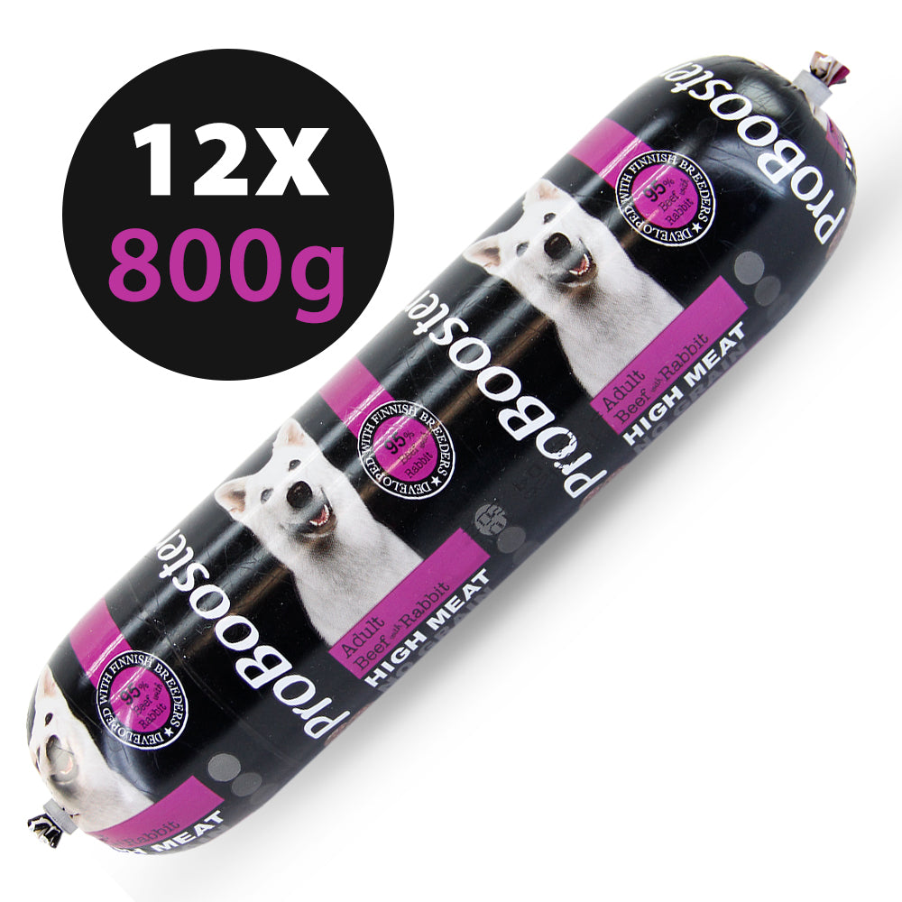ProBooster Liha-ateria nauta & kani koiralle 12 x 800 g SÄÄSTÖPAKKAUS