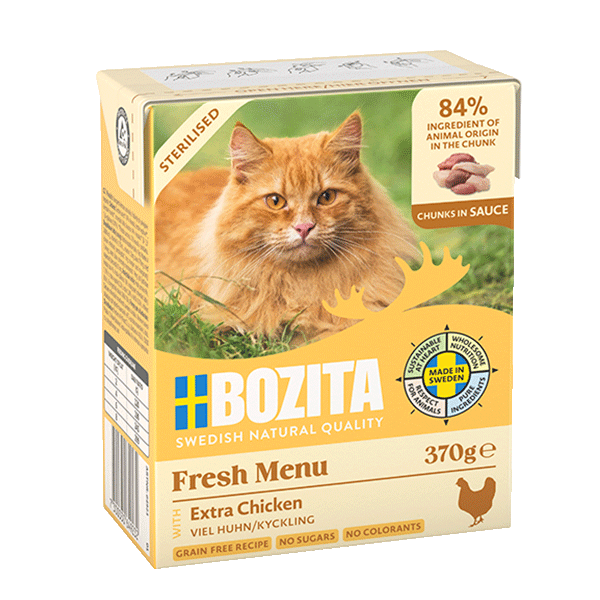 Bozita Sterilised Extra kanaa kastikkeessa kissalle 6 x 370 g
