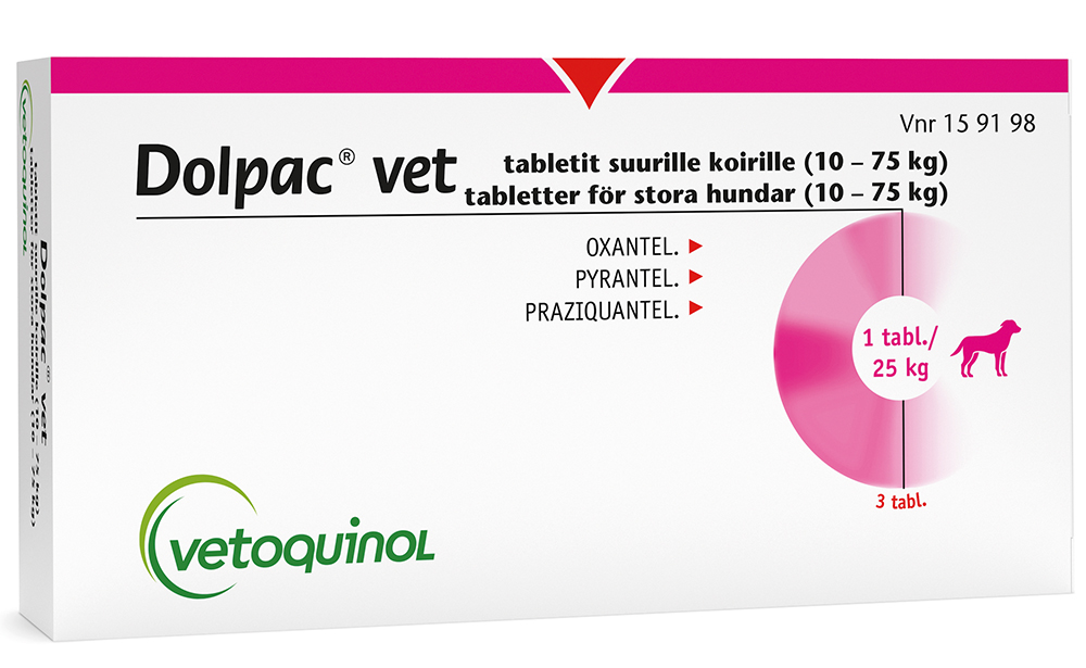 Dolpac Vet 500.70 mg / 124.85 mg / 125.00 mg 3 fol tabletti suurille koirille