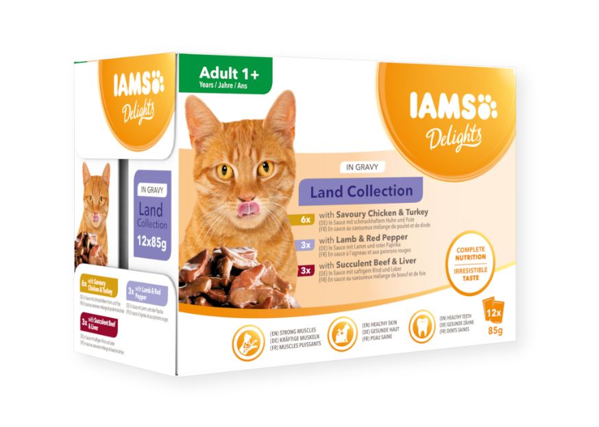 Iams Feline Delights Land Collection in Gravy 12 x 85 g