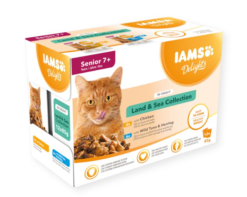 Iams Feline Delights Senior Land & Sea Collection in Gravy 12 x 85 g
