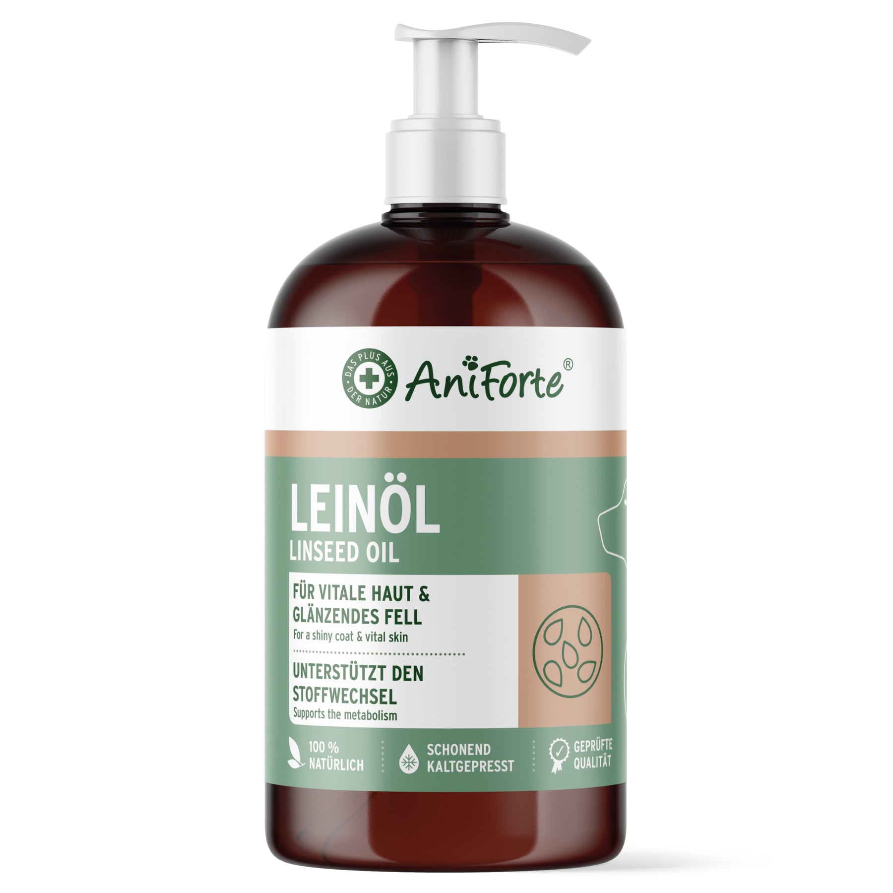 Aniforte Pellavaöljy lisäravinne koirille kissoille ja hevosille 500 ml