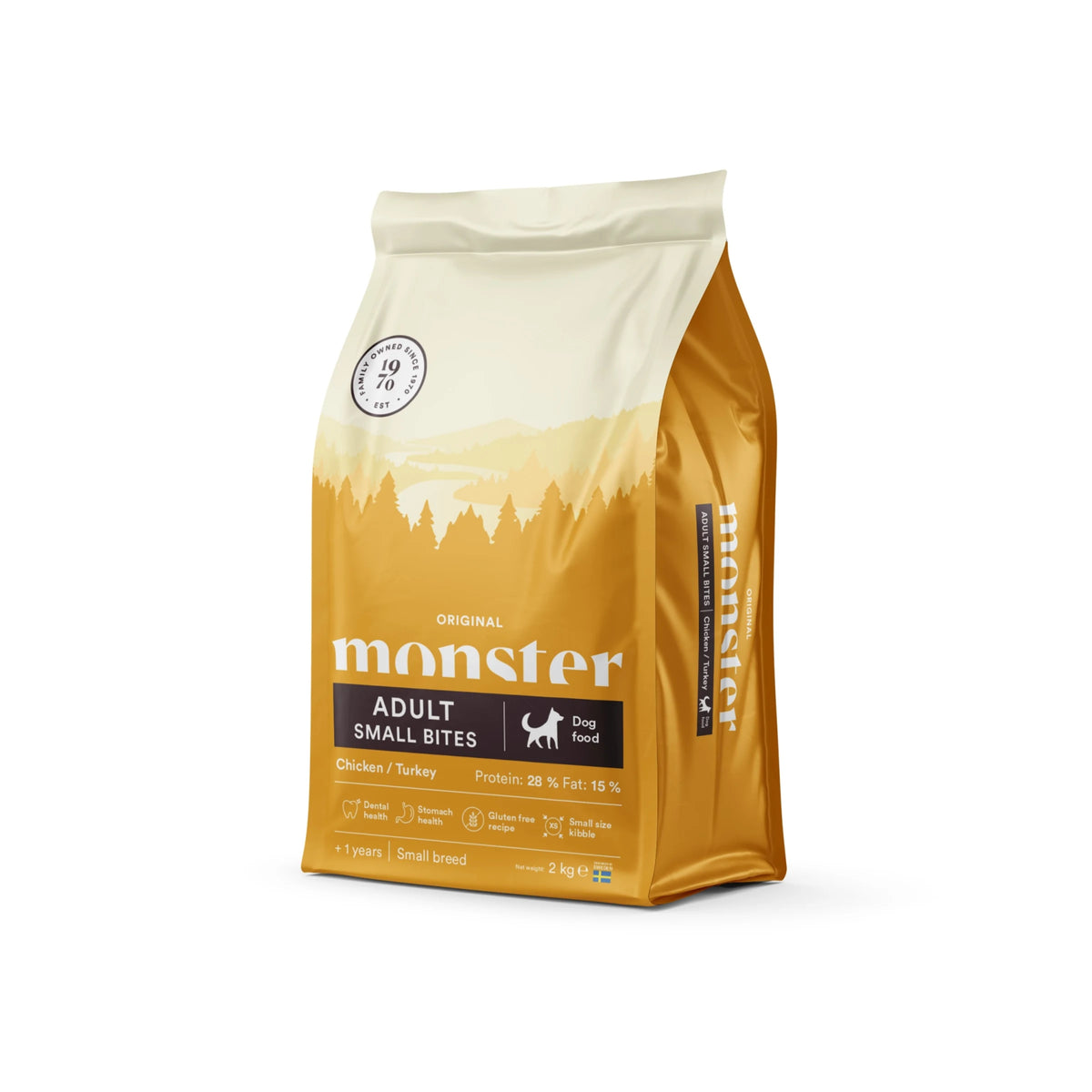 Monster Dog Original Adult Small Bites Chicken-Turkey koiralle 2 kg