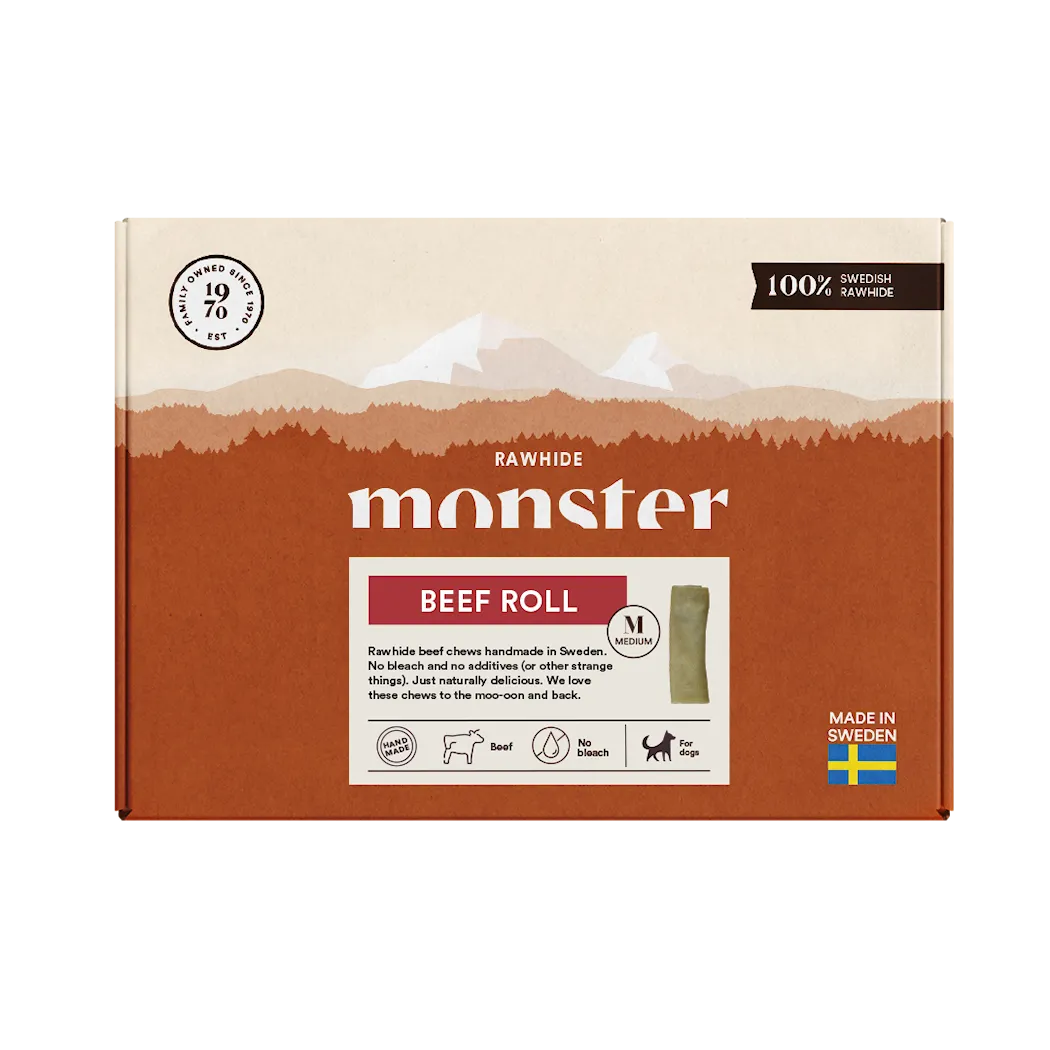 Monster Rawhide Beef Medium Roll Box 11 kpl