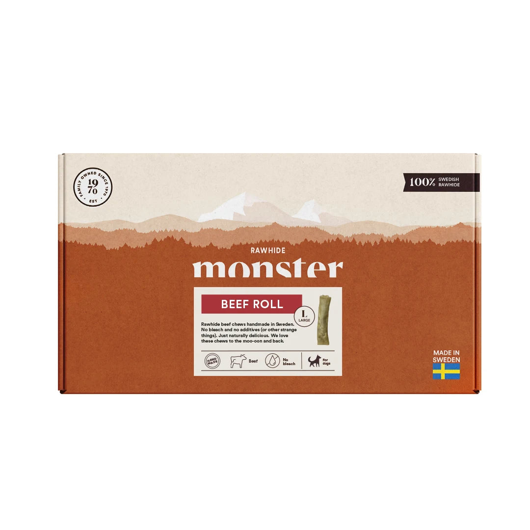 Monster Rawhide Beef Large Roll Box 5 kpl