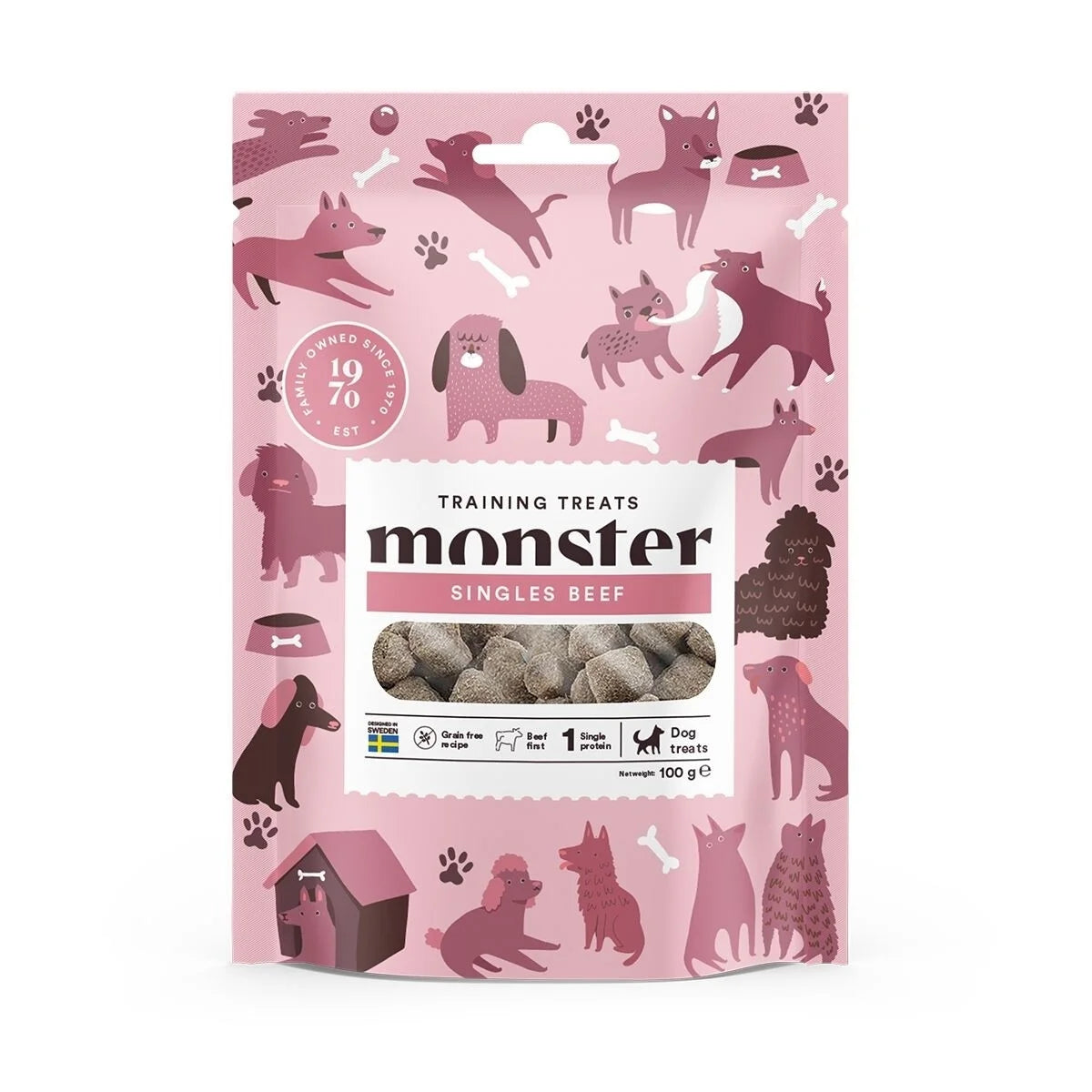 Monster Dog Training Treats Singles Beef koiralle 100 g