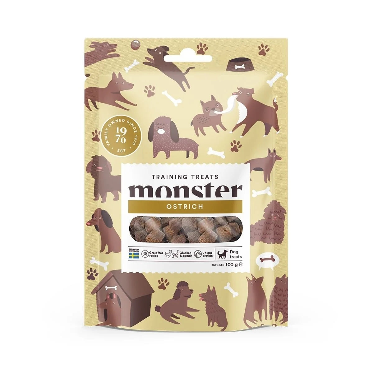 Monster Dog Training Treats Ostrich koiralle 100 g