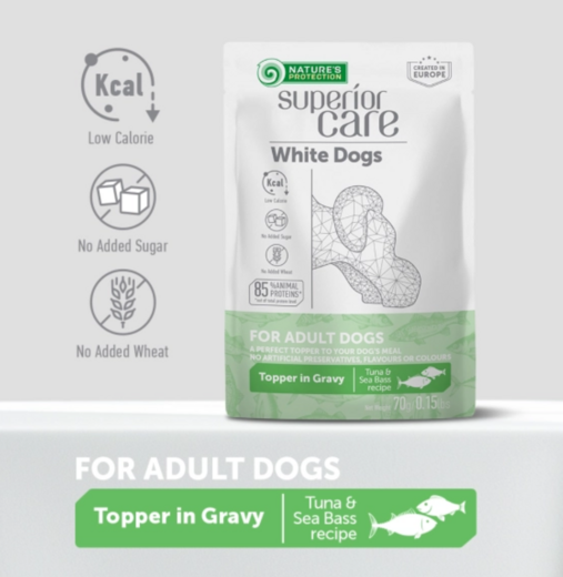 Nature's Protection Superior Care White Adult All Breed Tonnikala & Meriahven koiralle 24 x 70g