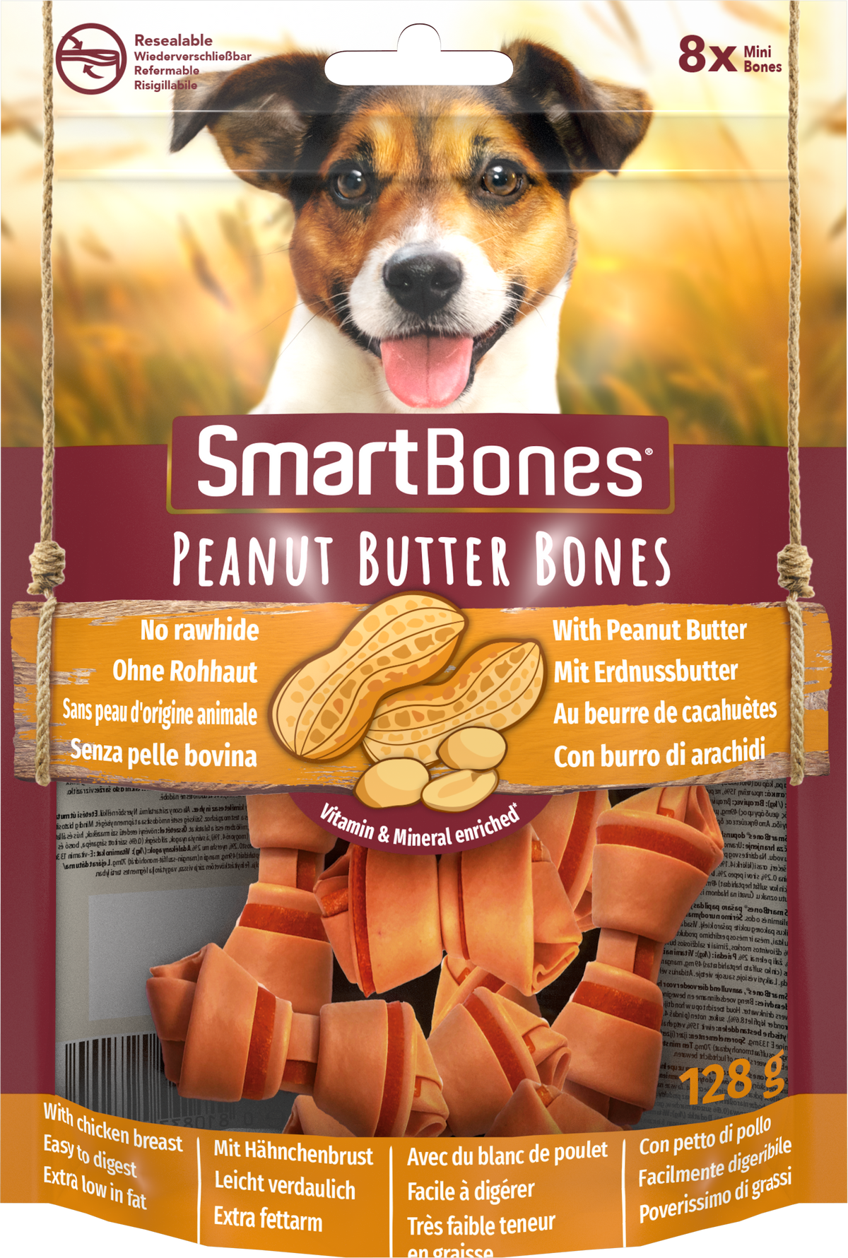 SmartBones Peanut Butter Mini 8 kpl 128 g