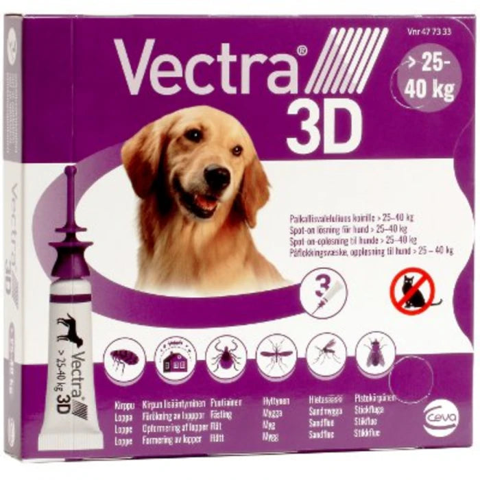 Vectra 3D 3 x 4.7 ml paikallisvaleluliuos 25-40 kg koirille