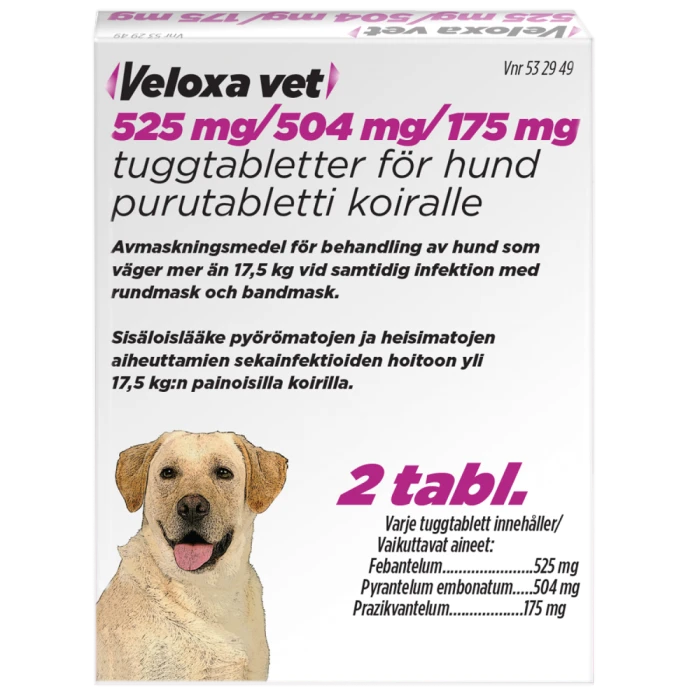 Veloxa vet 525 mg / 504 mg / 175 mg 2 fol purutabletti