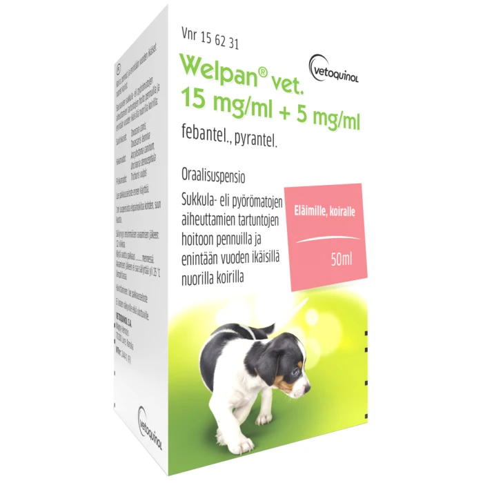 Welpan vet. 15 mg/ml + 5 mg/ml 50 ml oraalisuspensio