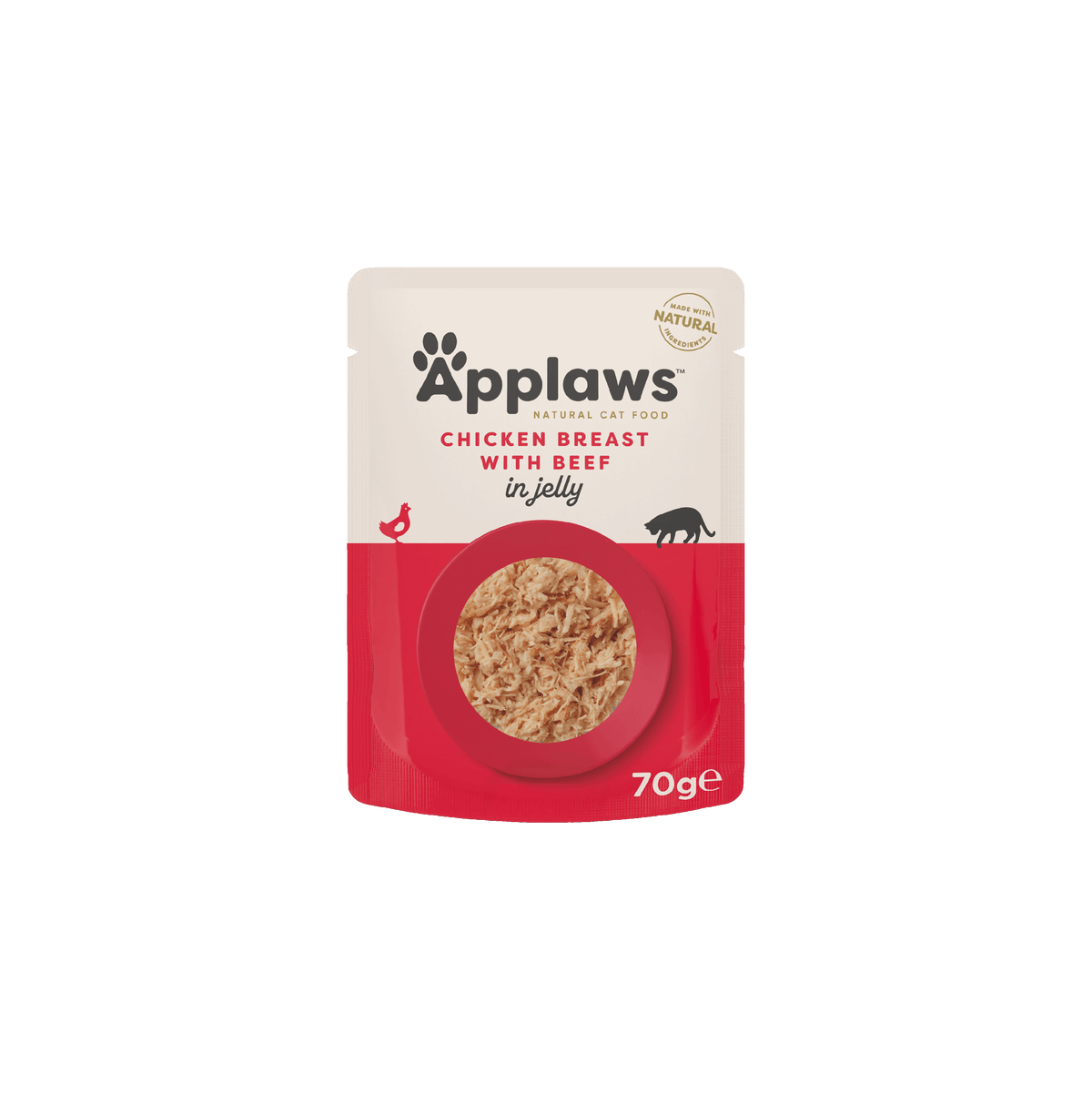 Applaws Kissa Kananrinta & Nauta hyytelössä annospussi 16 x 70 g