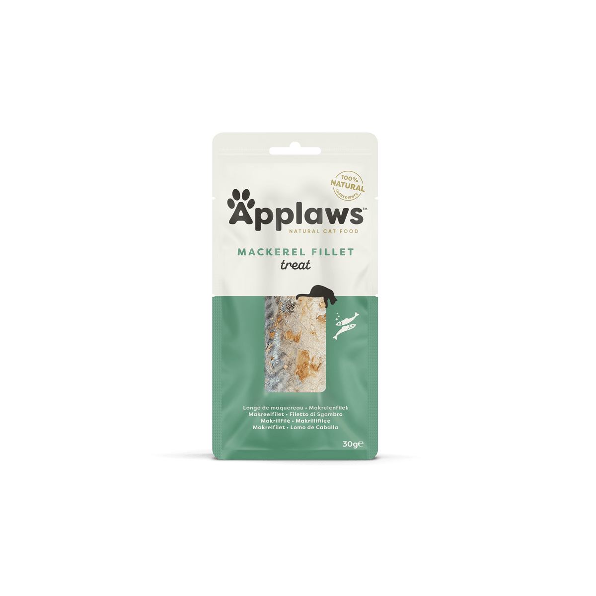 Applaws Kissa kokonainen makrillifile 30 g MAISTELUPAKKAUS