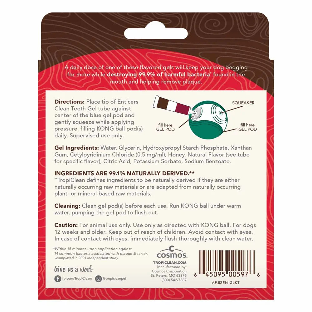 Kong Dental Ball Refills - Tropiclean teeth cleaning gel 3 kpl PÄIVÄYSTARJOUS