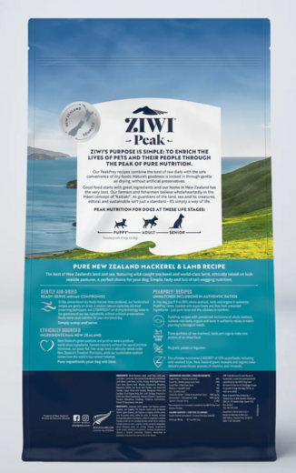 ZiwiPeak Air Dried Ilmakuivattu Makrilli & Lammas koiralle 2,5 kg