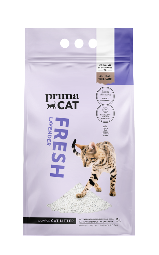 PrimaCat Fresh Lavender kissanhiekka, valk. 5 l