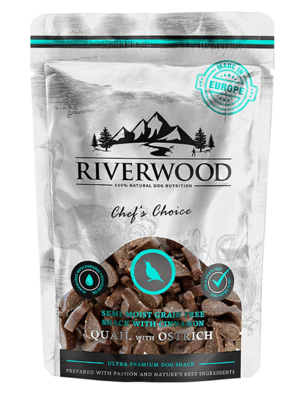 Riverwood puolikostea viljaton makupala viiriäinen & strutsi 200 g
