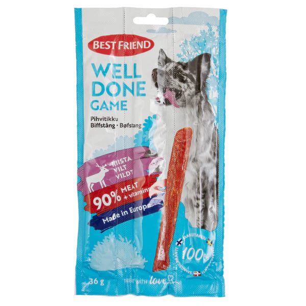 Best Friend WellDone pihvitikku riista 3-pack 36 g