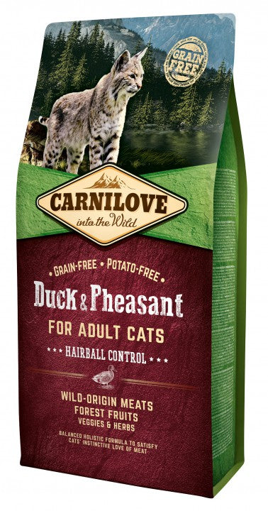 Carnilove Duck-Pheasant for Adult Hairball Control kissoille 6 kg