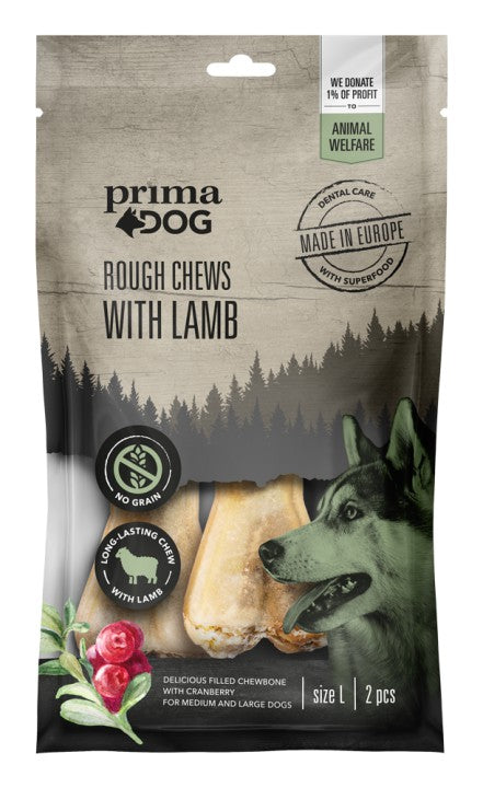 PrimaDog Rough Chews lammas-karpalo L 2 kpl