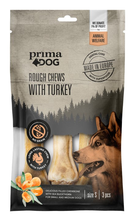 PrimaDog Rough Chews kalkkuna-tyrni S 3 kpl