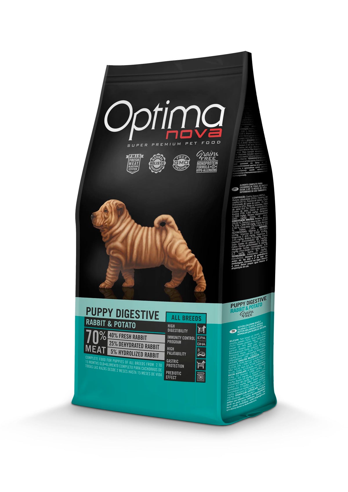 Optimanova Puppy Digestive rabbit & potato 2 kg