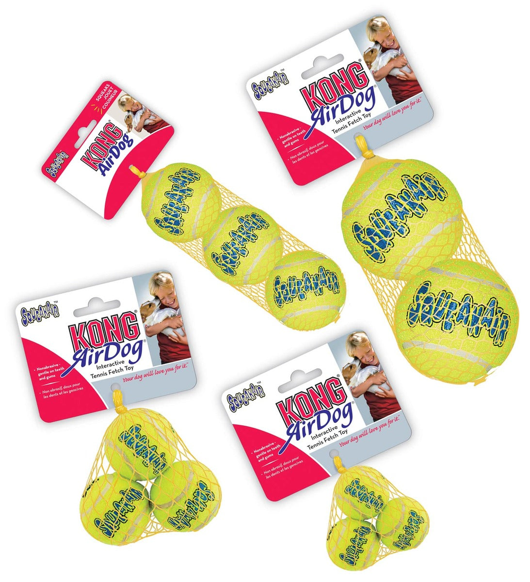 Kong AirDog SqueakAir tennispallo S 3 kpl