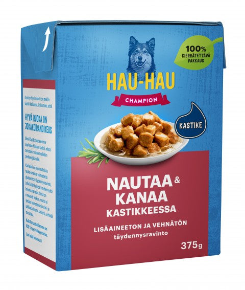 Hau-Hau Champion Nautaa ja kanaa kastikkeessa 375 g