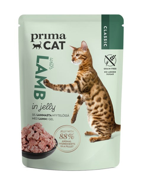 PrimaCat Classic Lammasta hyytelössä kissoille 85 g MAISTELUPAKKAUS