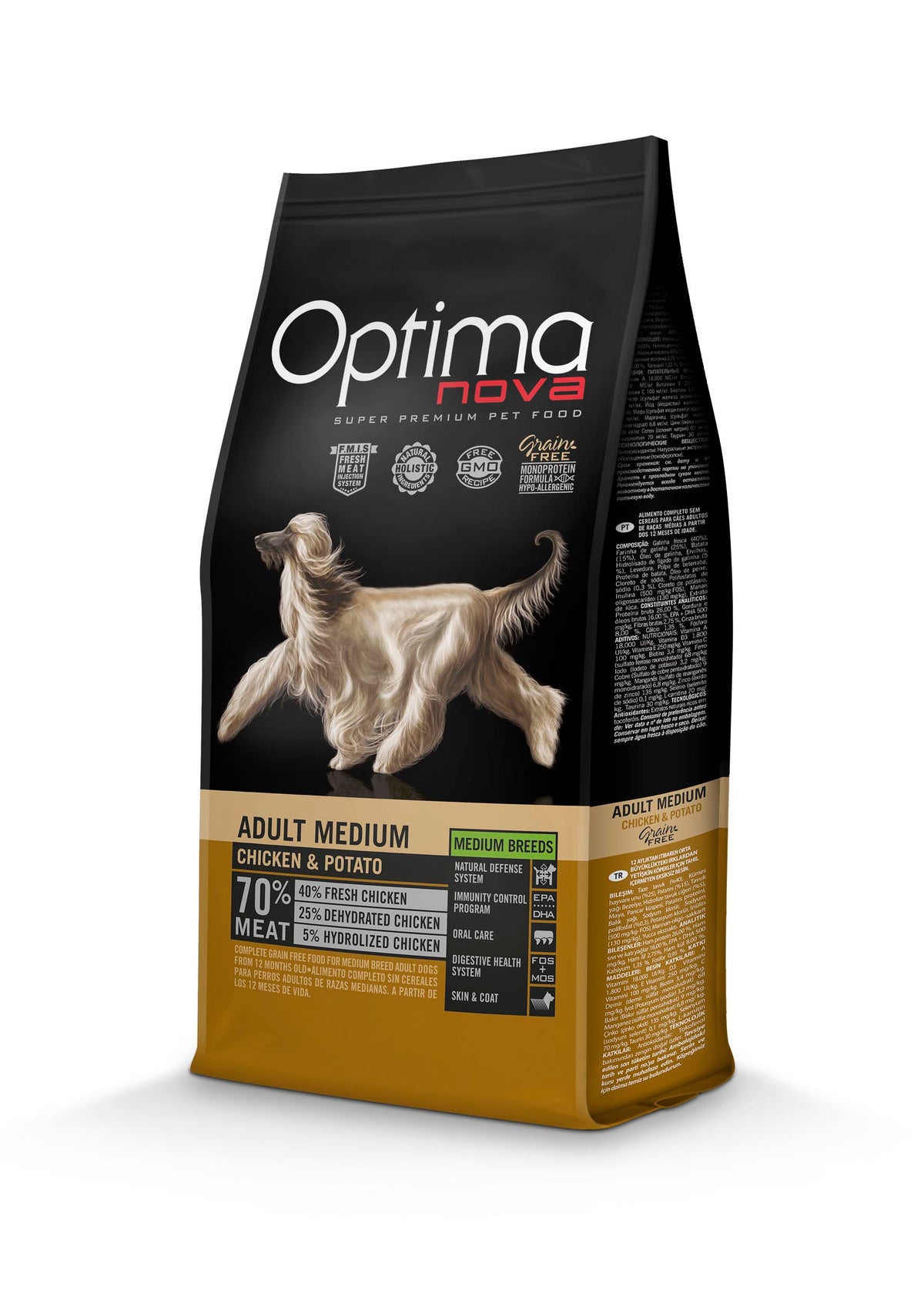 Optimanova Adult Medium chicken & potato koiralle 12 kg