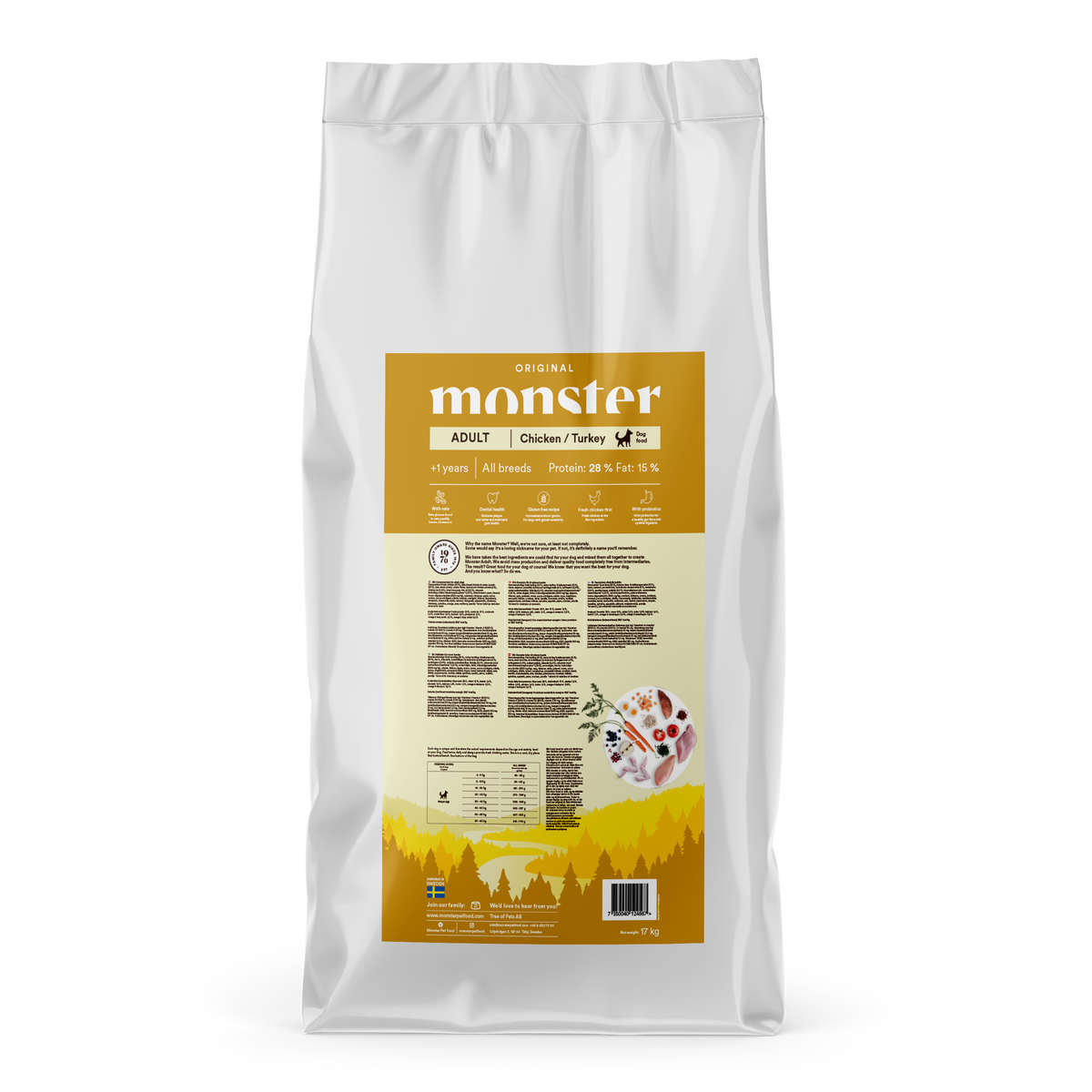 Monster Dog Original Adult Chicken-Turkey koiralle 17 kg