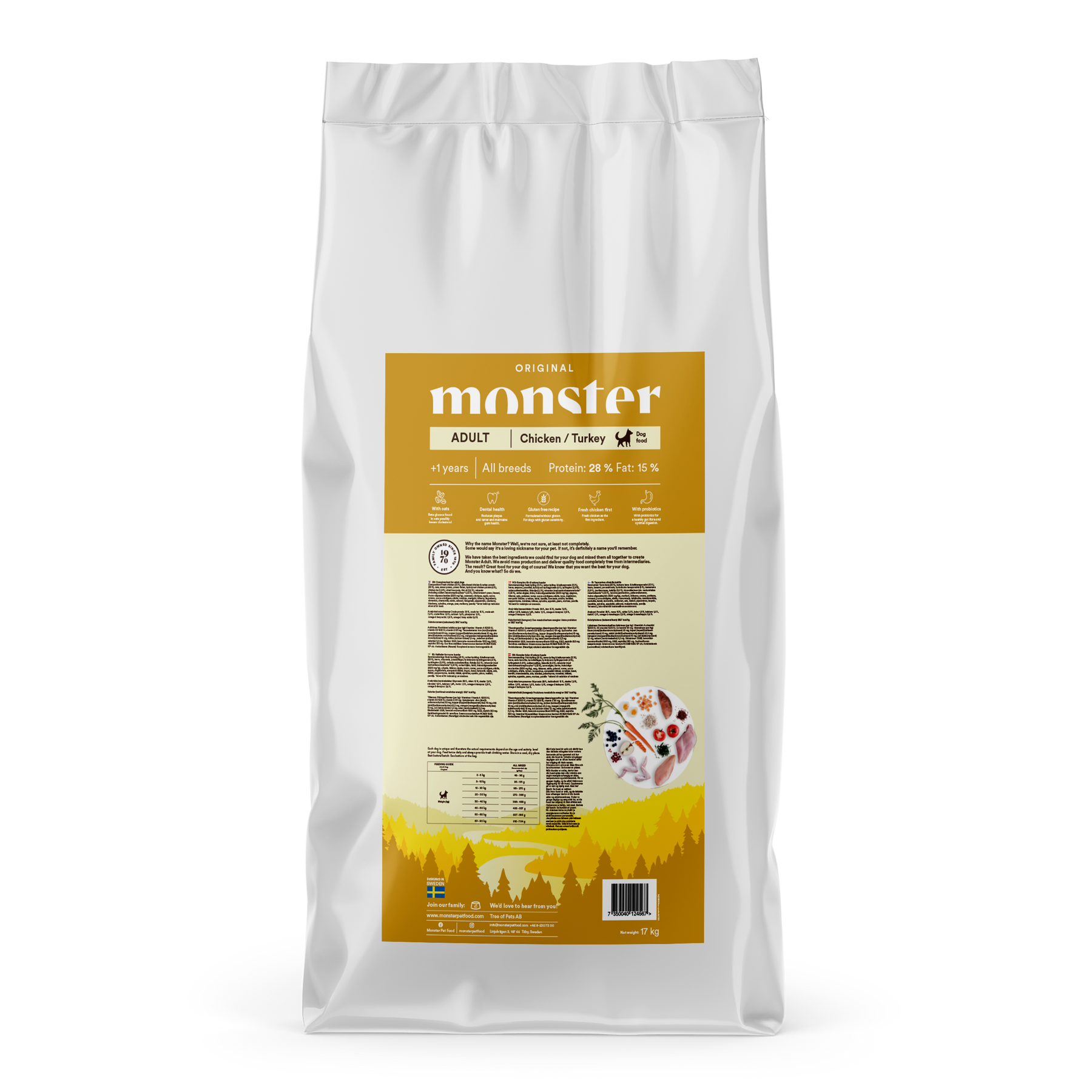 Monster Dog Original Adult Chicken-Turkey koiralle 17 kg