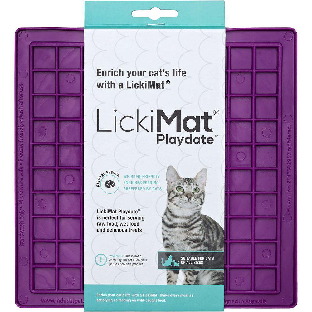 LickiMat Playdate aktivointimatto kissalle lila 20 cm x 20 cm