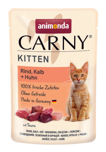 Animonda Carny Kitten nauta, vasikka & kana kissalle 85 g MAISTELUPAKKAUS