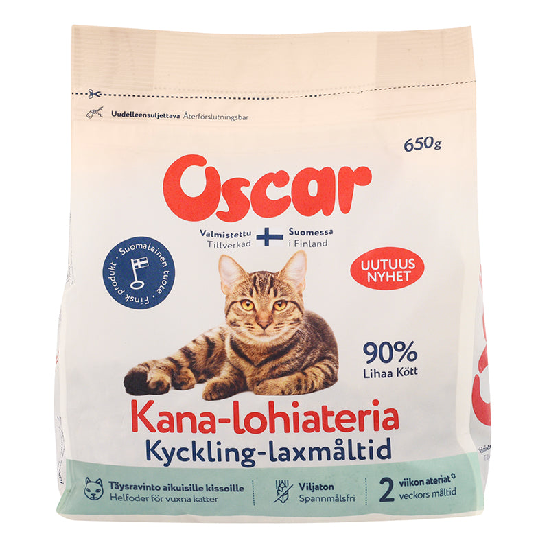 Oscar Kana-lohiateria kissalle 650 g