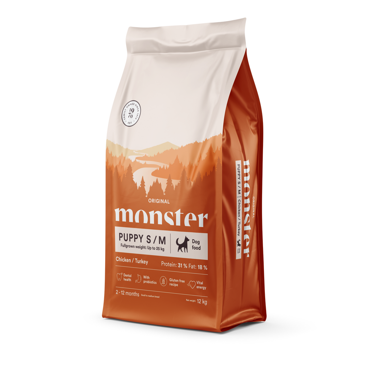 Monster Dog Original Puppy S/M Chicken-Turkey koiralle 12 kg