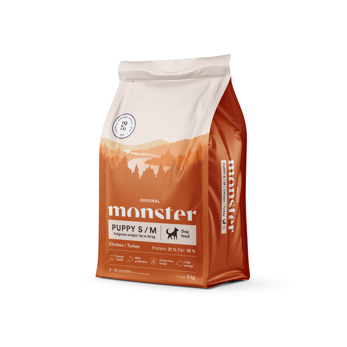 Monster Dog Original Puppy S/M Chicken-Turkey koiralle 2 kg