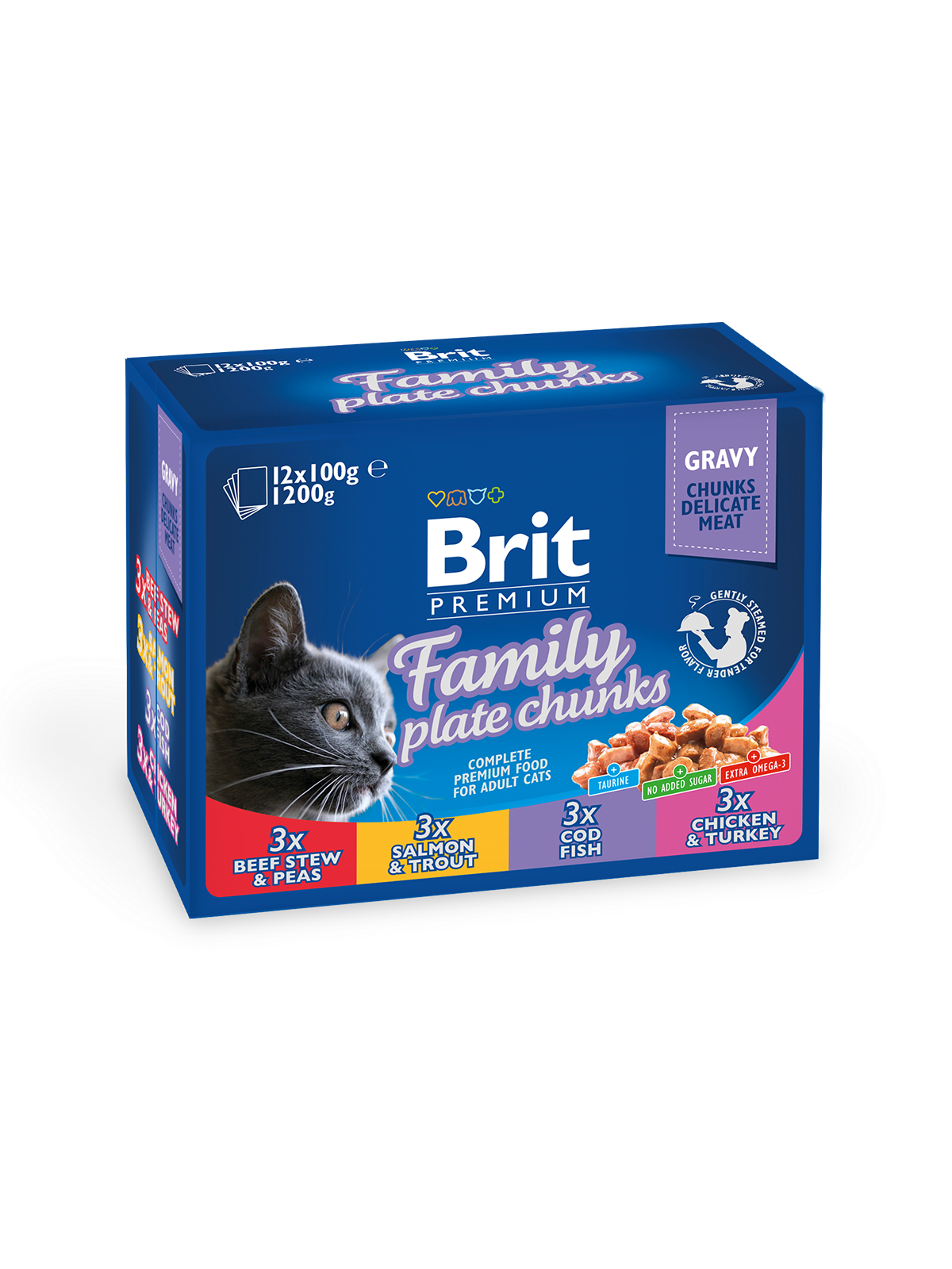 Brit Premium Cat Liha-kalalajitelma 12 x 100 g RIKKOONTUNUT