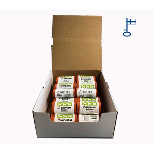 Biofarm sangallinen 100% biohajoava kakkapussi 15 kpl