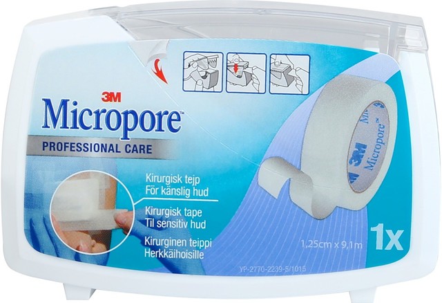 Micropore kuituteippi katkokelalla valkoinen rulla 1,25 cm x 9,1 m 1 kpl