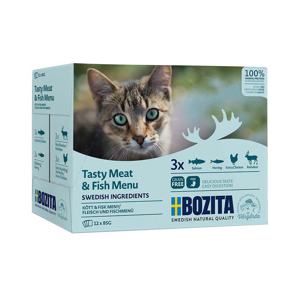 Bozita Tasty Meat & Fish Menu lihaa ja kalaa kastikkeessa kissalle 12 x 85 g