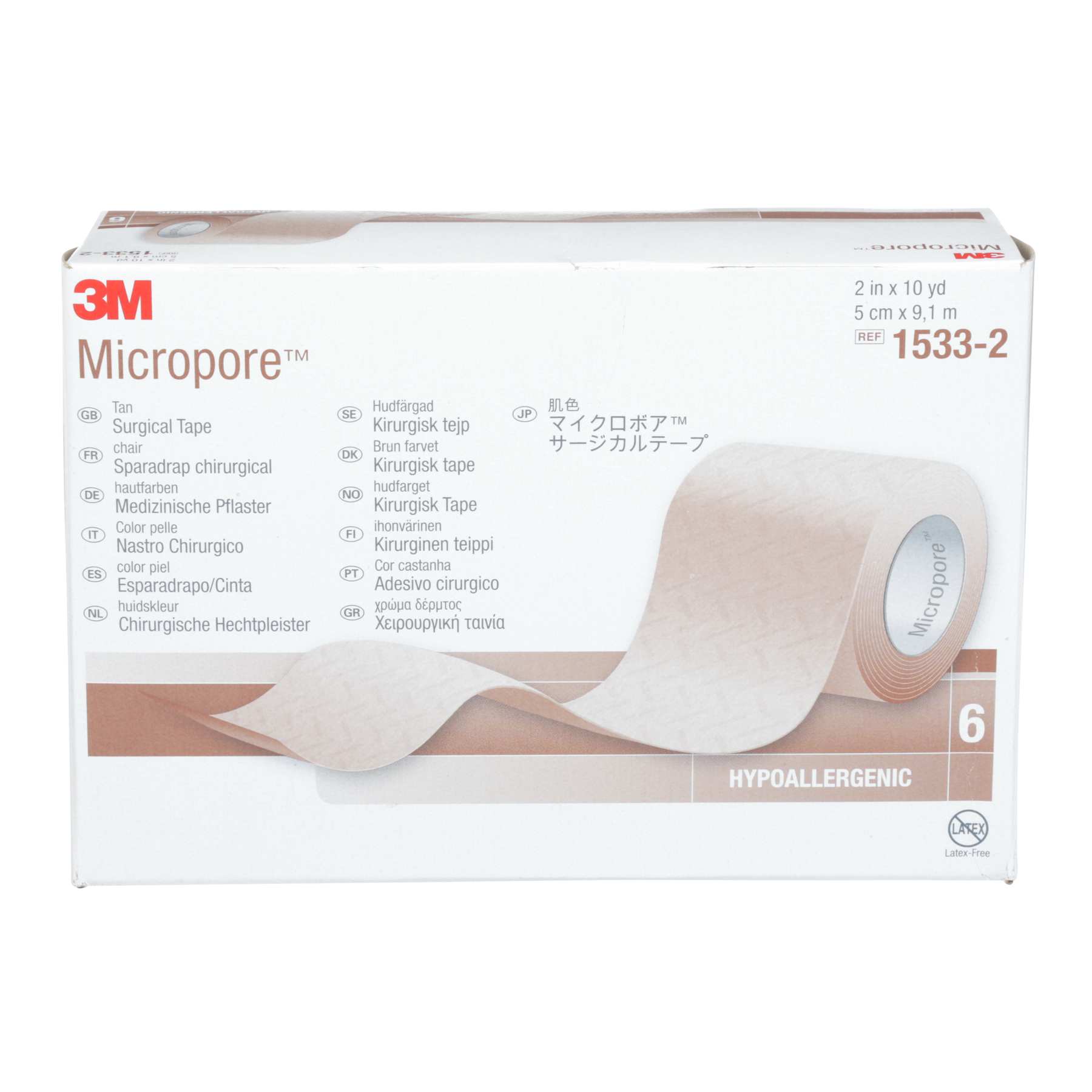 Micropore ruskea rulla 5,0 cm x 9,1 m 6 kpl